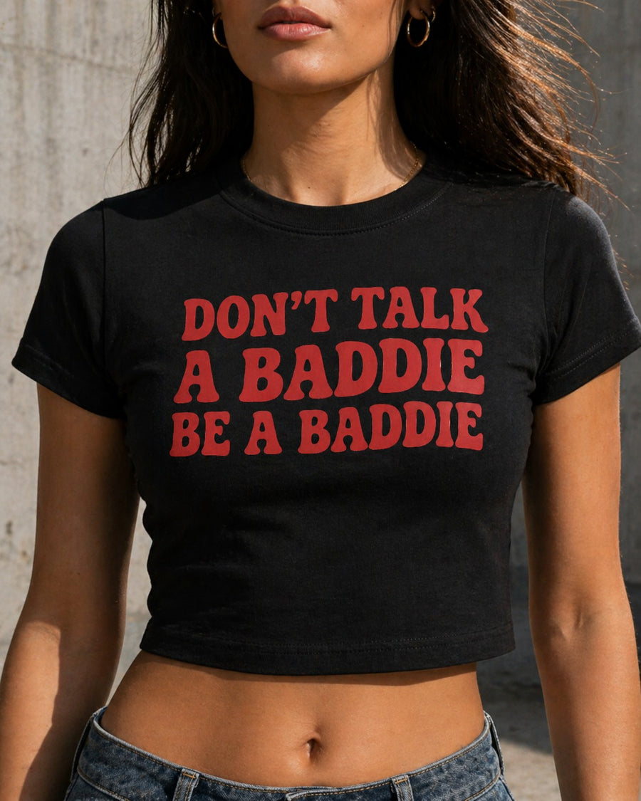 BaddieWear print detail on white tee