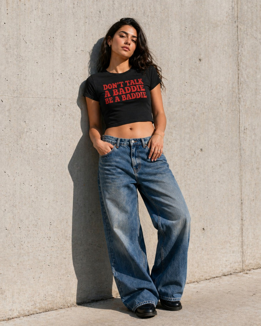 Black BaddieWear tee styled in the wild